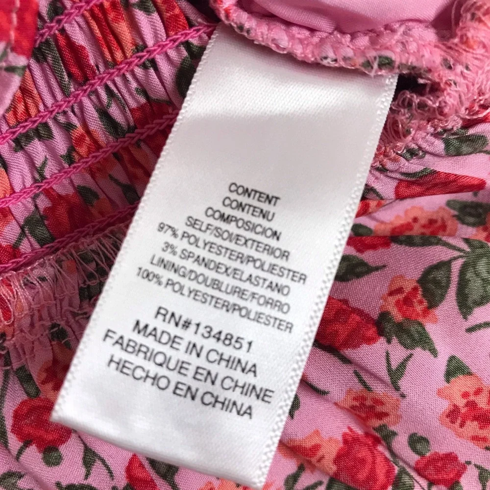 WAYF Pink Rose Floral Sweetheart Ruched Peplum‎ Top Cottagecore Coquette Small - Picture 8 of 9